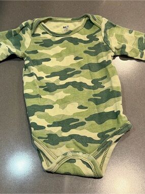 Green Camo Long-Sleeve Baby Bodysuit
